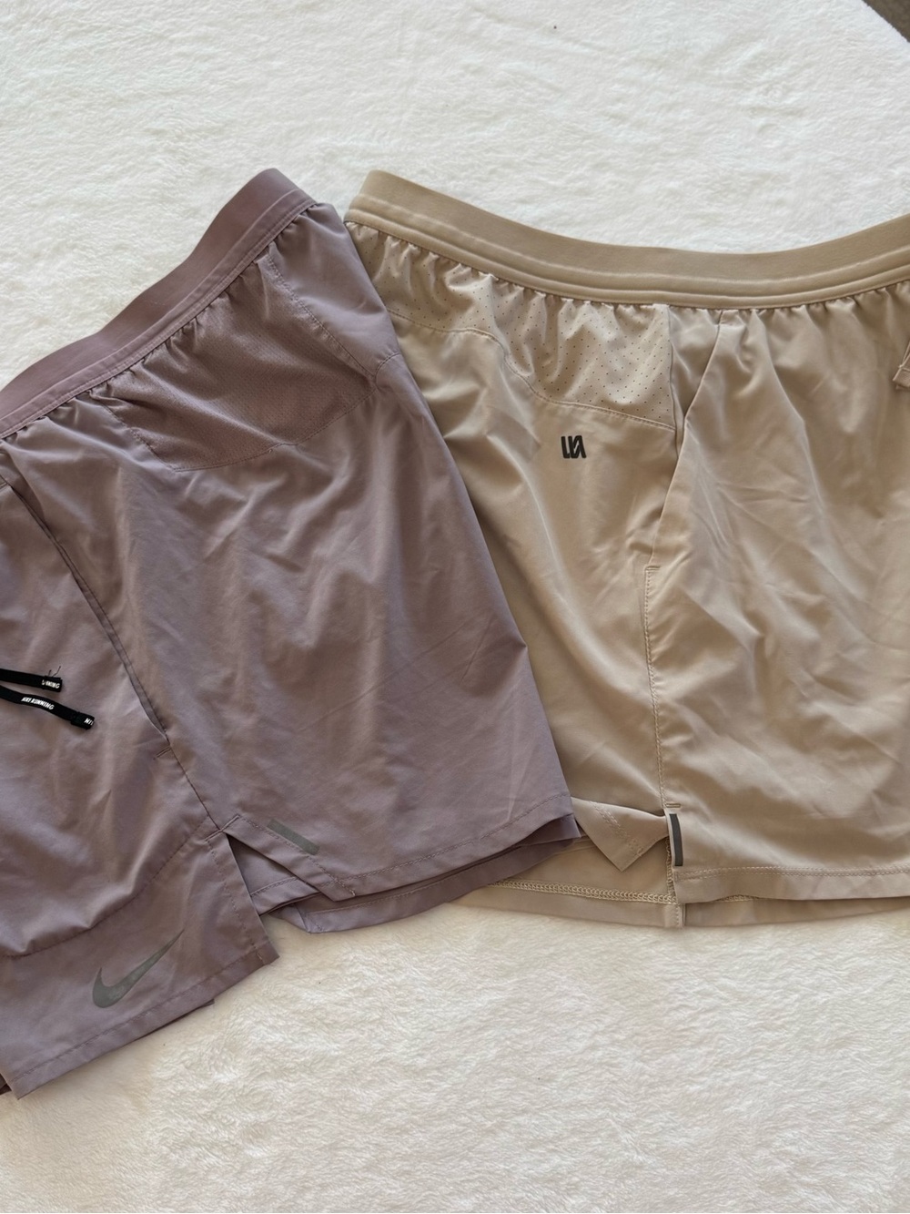Nike/VRST  Performance Shorts - light lavender and Beige.  Running short bundle